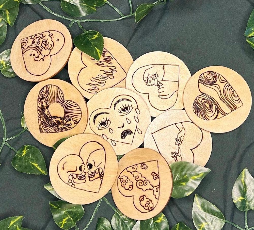 Wood Burned Heart Coaster: Handmade Rustic Boho Decor