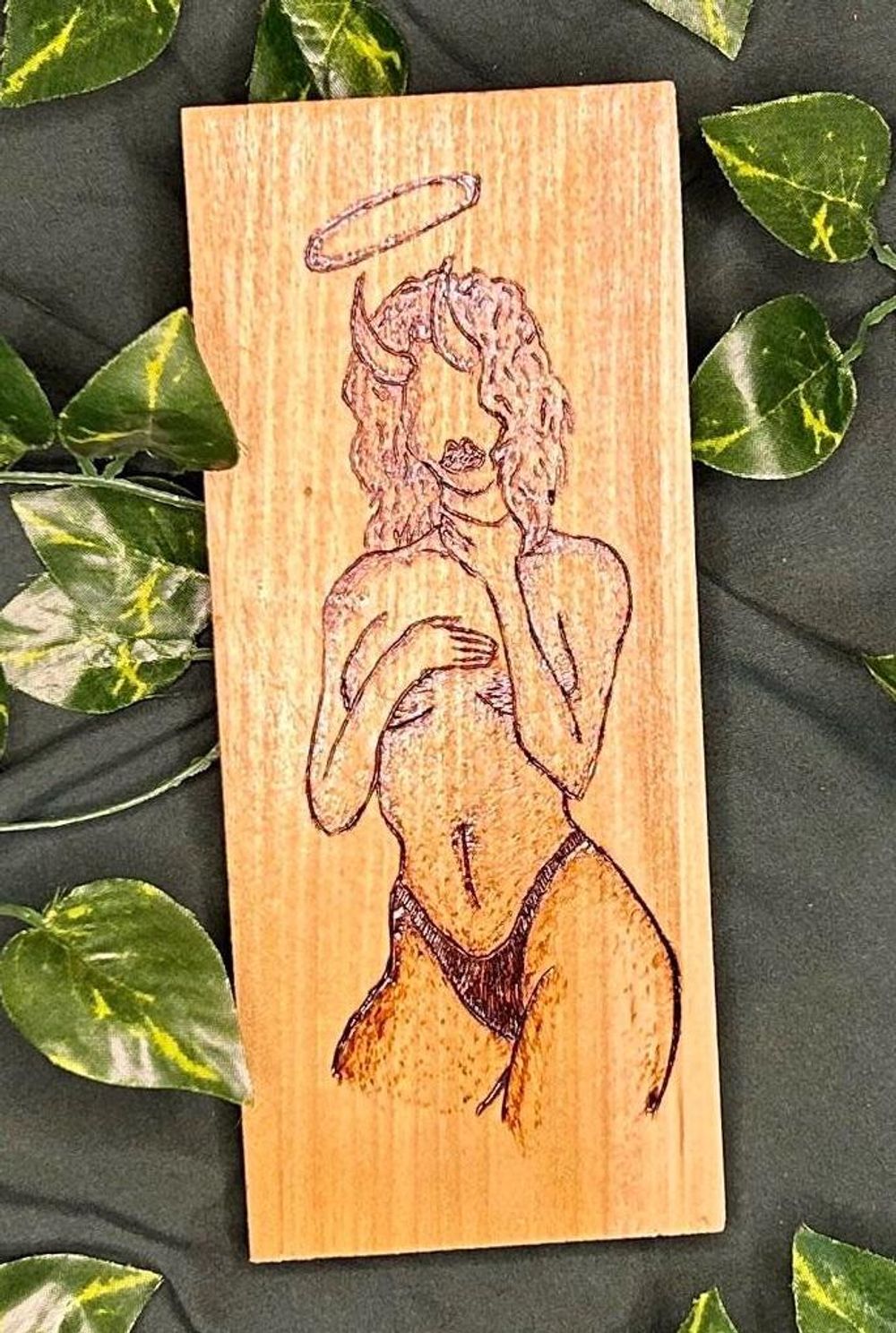 Hand-Burned Wood Art: "Heaven-ish" Desk Decor (8.25" x 3.5")