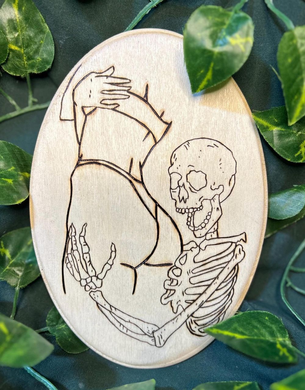 Hand Wood Burned "Skelly Booty" Desk/Wall Decor